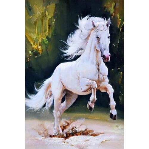Running White Horse Diamond Painting Oil Animal Round Full Drill Nouveaute DIY Mosaic Embroidery 5D Cross Stitch Home Decor Gift