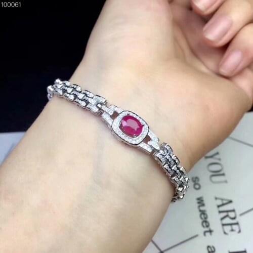 Natural Ruby bracelet5*7mm 925 sterling silver bracelet Deluxe fashion style A birthday present for a girlfriends lover