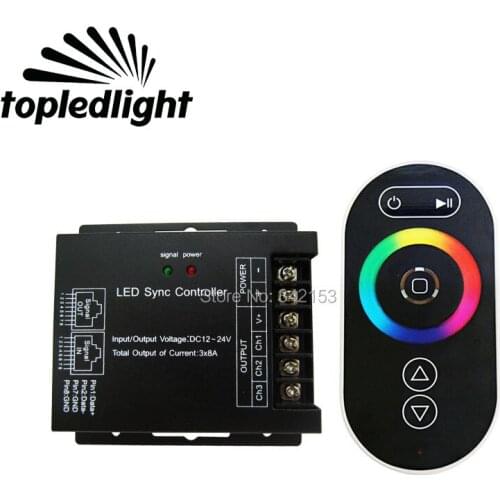 DC12V-24V 24A RGB Controler LED Sync Controller With 6 Buttons Touch Panel RF Remote Control Portable Lighting Accessories