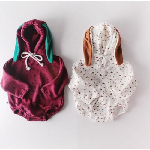 Full stars printing long sleeve romper baby boy girls cotton bodysuit for kids overalls toddler hooded pajamas children onesie