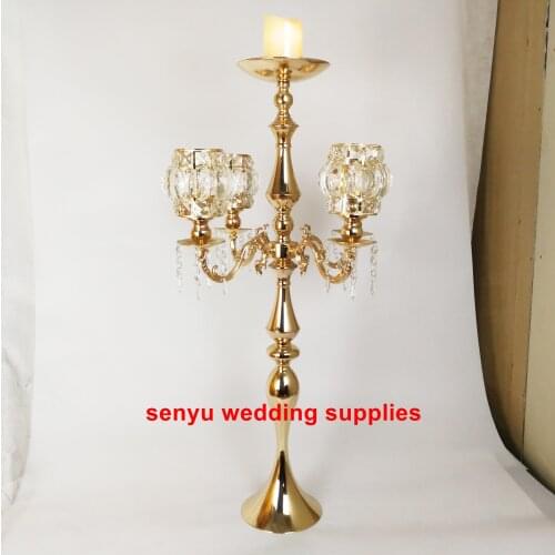 20days sent luxury modern 5 arms crystal candlestick tall large cWedding Candelabra Table Centerpieces for wedding stage sen38