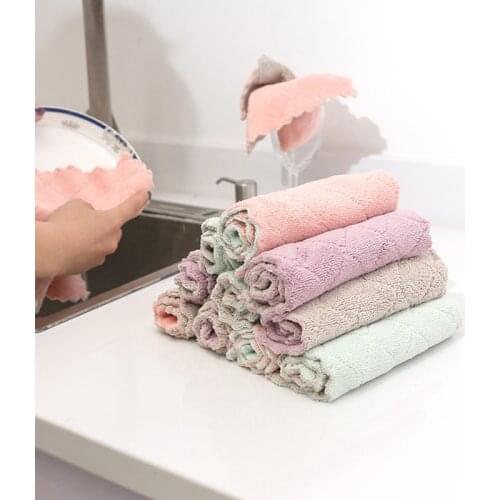 Double-sided Strong Absorbent Cleaning Towel Soft Kitchen Household Dishes Cleaning Cloth J99Store