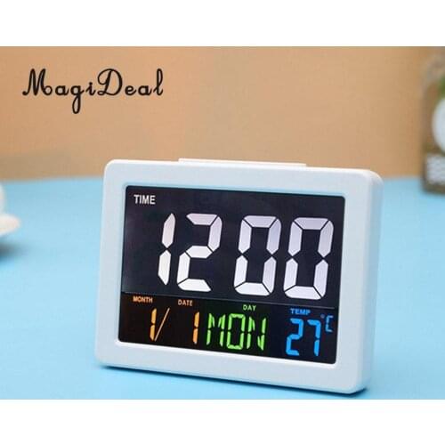 Electronic Alarm Clocks Kitchen Desk Top Digit LCD Snooze Bedside Alarm Clock LED Backlite Meter - Night Mode