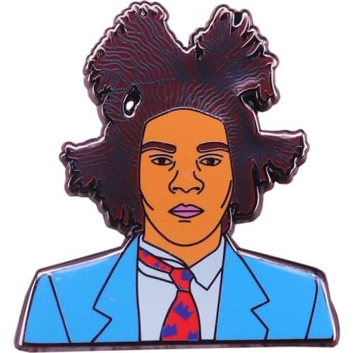 Basquiat enamel pin graffiti art brooch painter badge fashion men jewelry artist gift pop shirts jackets decor