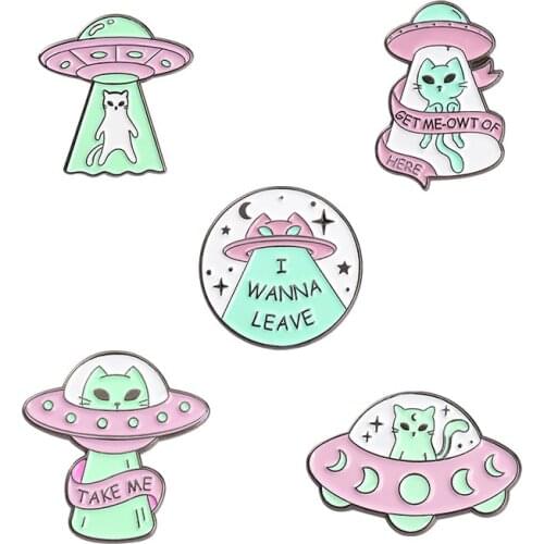 Extraterrestrial Enamel Lapel Pins Badges Fashion Cartoons Anime Woman Brooches For Backpack Cute Spaceship Decorative Badges
