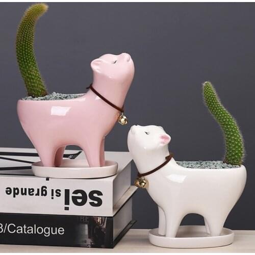 Kawaii Ceramic Flowerpot Succulent Planter Flower Pot Cute Animal Pot Green Plants Succulent Cactus Pot
