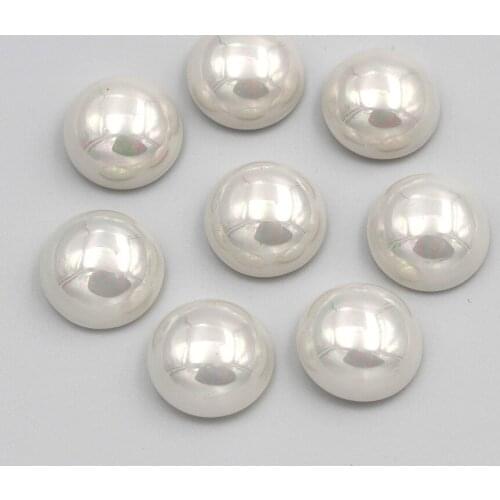 12 Pieces/lot) 14mm 15mm New White Pearl Shell Round stone CABs Cabochons Flat Backed Beads