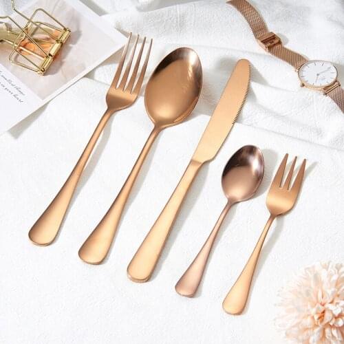 Kitchen Tableware Stainless Steel Cutlery Modern Knife and Fork Set Stainless Steel Cutlery Set Rose Gold Dinnerware Set