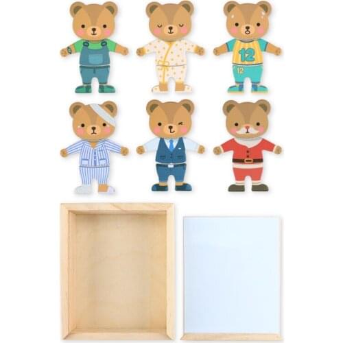 Magnetic Building Blocks Board Educational Toys For Children Bear Change Cloths Magnet Bricks For Kids Montessori Wooden Toy