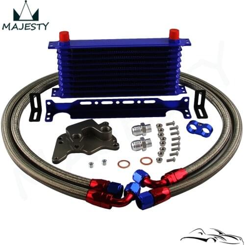 10 Row AN10 Oil cooler w/Bracket+Adapter Hose Kit Fits For BMW Mini Cooper S R56