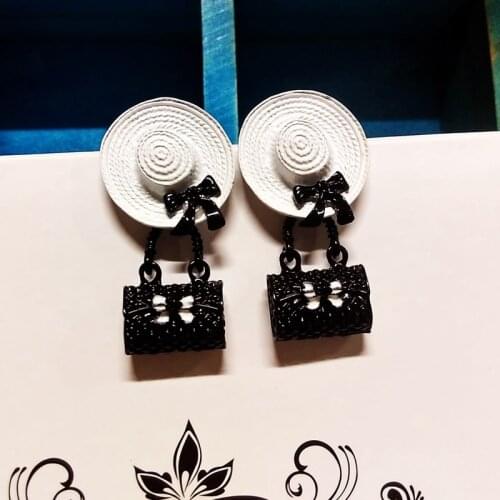 Mimiyagu designer trendy style earring jewelry for women white cap match black bag for lady earring