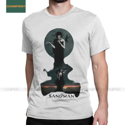 Mens The Sandman And Death Vertigo T Shirts Dream Gaiman Morpheus Comic Pure Cotton Tops Short Sleeve Tees Gift T-Shirts