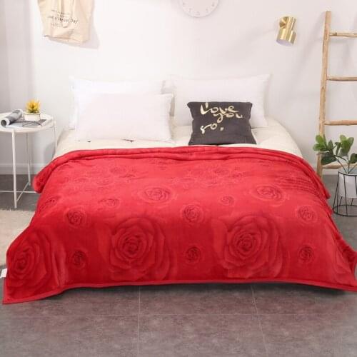 Rose Thickened quality plush bedspread blanket 200x230cm High Density Super Soft Flannel Blanket for the sofa/Bed/Ca