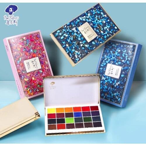 Paul Rubens Exquiste 24 Color Portable Stone Style Pocket Solid Watercolor Set for Artist Traveling