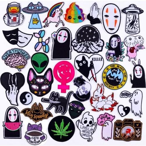 Cartoon Animal Patch Cat Embroidered Patches For Clothing Anime Spirited Away Applique For Clothes Iron On Patches On Clothes