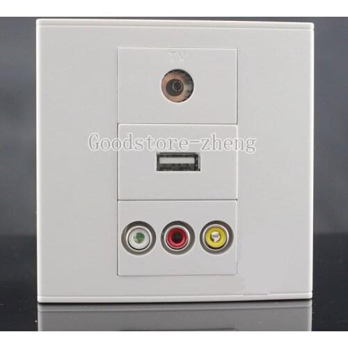 Wall Face Plate 3RCA AV +TV + USB Charger Socket Assorted Panel Faceplate