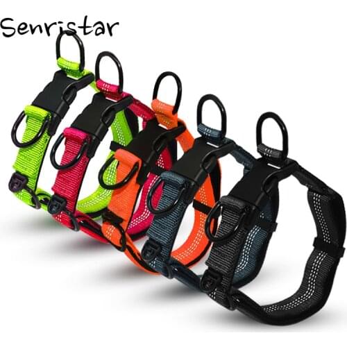 Nylon Dog Collar For Medium Large Dogs 3M Reflective Padded buldog Dog Collars Durable Safe Big Dog Collar Pets Accessories