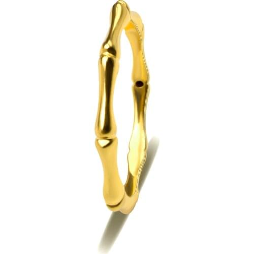 ZHIXI New Real 18K Gold Ring Pure AU750 Fine Jewelry Bamboo Shape Design For Women Party Gift