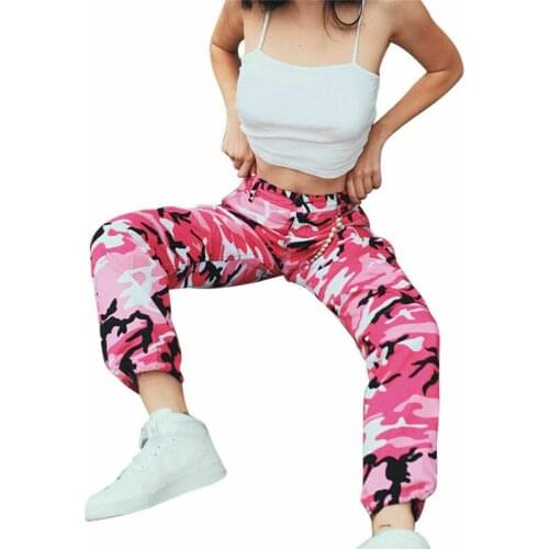 New Women Camo Cargo Trousers 2019 New High Waist Hip Hop Trousers Pants Military Army Combat Camouflage Long Pants Hot Capris