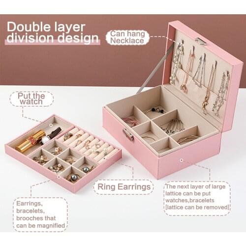 OTHERHOUSE PU Leather Jewelry Storage Case Fashion Desktop Jewelry Storage Box 3 Layers Jewel Holder Stand Display Boxes