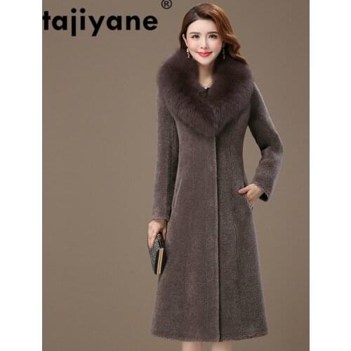 Real Coat Fur Fox Fur Collar 100% Wool Jacket Korean Autumn Winter Coat Women Clothes 2021 Sheep Shearling Suede Lining ZT3676