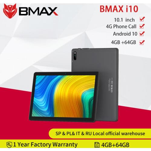 BMAX i10 10.1 phone call Tablet Android10 1920x1080 T610 Octa Core 4GB RAM 64GB ROM 4G Network Type-c port Tablets PC Dual Wifi