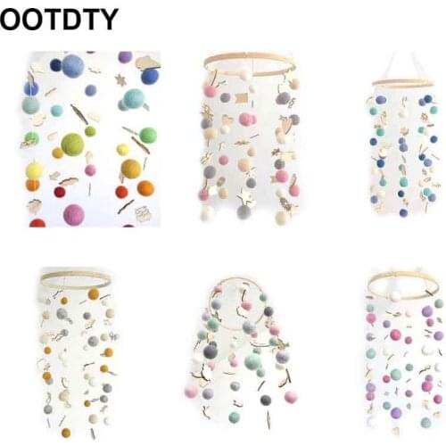 1 set Rainbow Hair Ball Baby Wool Balls Kid Room Bed Hanging Decor Nursing Wind Chimes Bed Bell Home Children Room Decoration