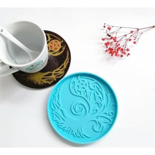 Magic Tree Coaster Silicone Molds Cup Mat Casting Epoxy Resin Mold Tray Diy Crafts Home Decoration Ornaments Making Tool