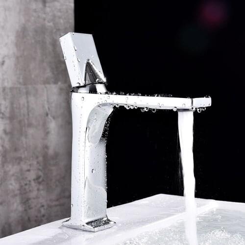 Bathroom Faucet White Chrome Finish Single Handle Hot Cold Switch Water Mixer Taps Wash Basin Bathroom Deck Mounted Basin Faucet
