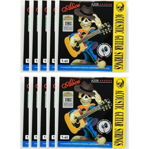 Alice 10pcs/Pack Acoustic Guitar Strings Single Strings Light Tension A206-L for Acoustic Guitar Accessories