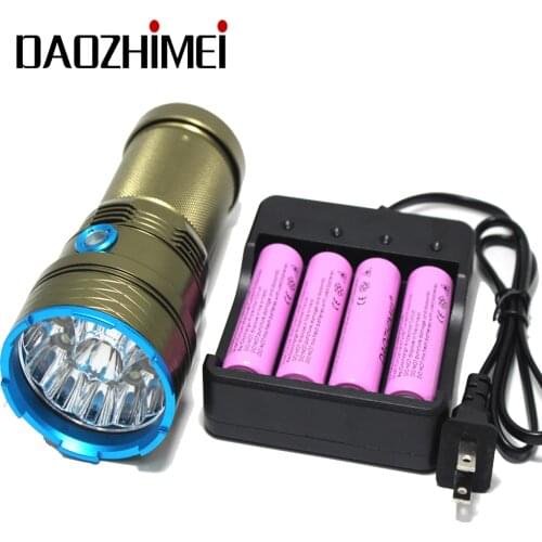 High power 8000 lumen 12T6 12*XML T6 LED Flashlight fishing Camping 3 Modes waterproof torch Rechargeable Flash light