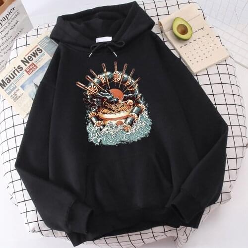 Noodles Dargon Sushi Print Hoodies Mens Casual Hip Hop Sweatshirts Hot Sale 2021 Loose Hoodie Fashion Streetwear Male Clothing