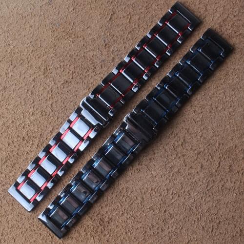 High quality Ceramic Watchbands Bracelet Black with Blue color 22mm for Wristwatches Fashion Accessories Replacement Watchbands