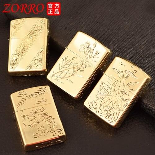Zorro brass kerosene lighter knife carving process six-sided carving 902S model creative retro grinding wheel high quality gift