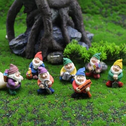 1 set Dwarf Gnome Statue Garden Courtyard Ornaments Fairy Resin Micro Landscape Outdoor Miniature Elf Figurines Handicraft