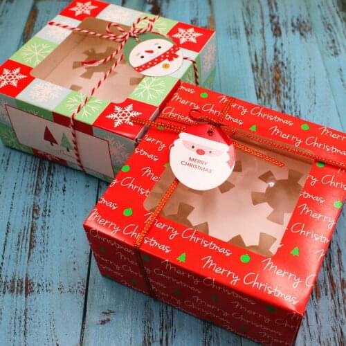 1 pieces Christmas cake box 4 cups cake packaging box Cupcake open window cake box