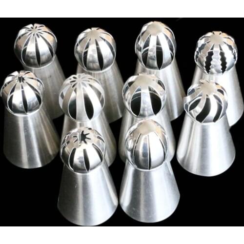 10 PCS Sphere Ball Nozzles Russian Icing Piping Nozzle Tips Kitchen DIY Cupcake Pastry Decorating Mouth Tool