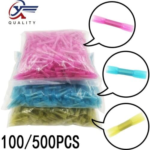 100PCS/500PCS Waterproof Heat Shrink Butt Connectors Electrical Wire Splice Cable Crimp Terminals Connectors AWG 22-10 Kit