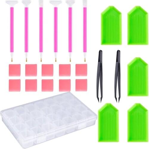 5D Diamond Painting Tools Accessories Kits Drill Pen Clay Tray Diamond Embroidery DIY Diamond Mosaic Glue Pen Tweezers Box kits