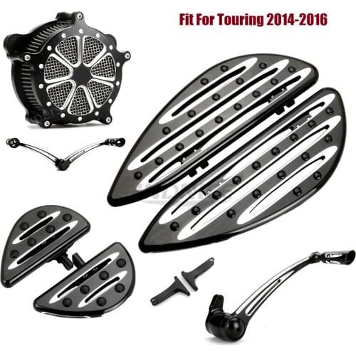 Deep cnc cut Footboards Floorboards Shifter Lever Brake Arm kits Air Filter Fit For harley Touring 2014-2016