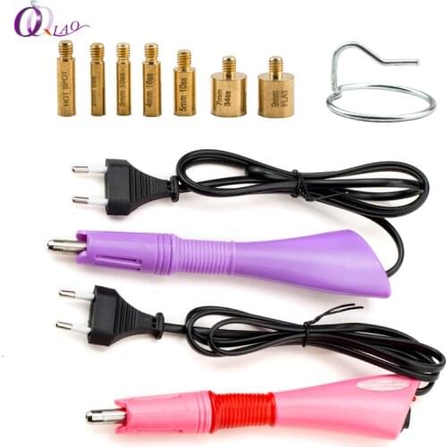 Top Quality EU plug Hot-fix Rhinestone Applicator 7 Tips 5 Seconds Fast Heated Iron-on Wand Heat-fix Tool for Hotfix Rhinestone