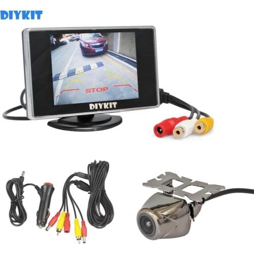DIYKIT Wired 3.5" TFT LCD Car Monitor Waterproof Rear View Camera Kit Reversing Camera Parking Assistance System