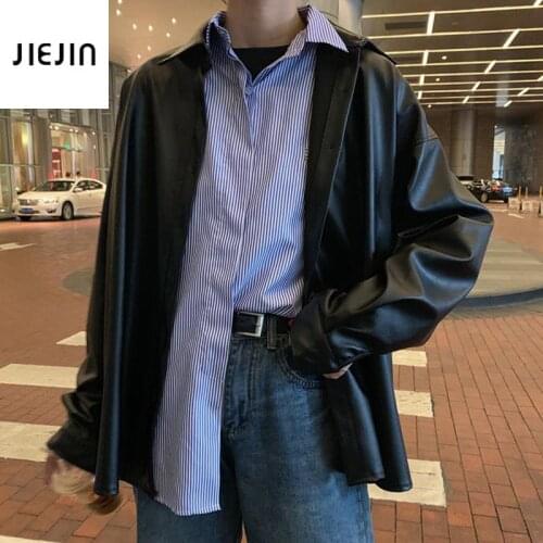 Basic Black Leather Jacket Women Punk Faux Leather Black Leather Top New Women PU Leather Blouses Boy Friend Style Coat