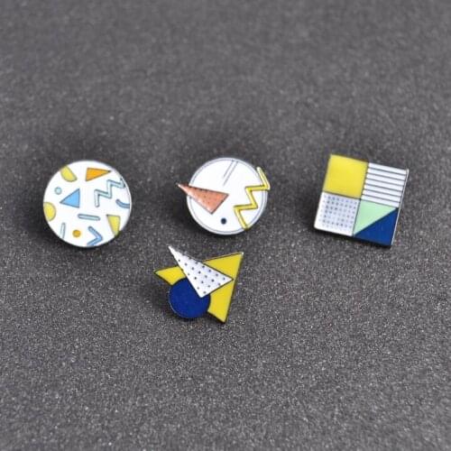 Free shipping 12PCS/ LOT wholesale fashion bag shirts jean accessories metal enamel geometry enamel badge brooch pin