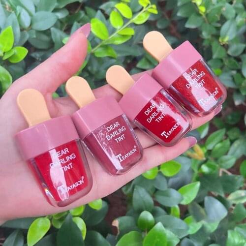 6 Colors Ice Cream Fruit Lip Gloss Lasting Waterproof Non-stick Cup Lip Glaze Dye Lip Liquid Water Lipstick Dropshipping TSLM1