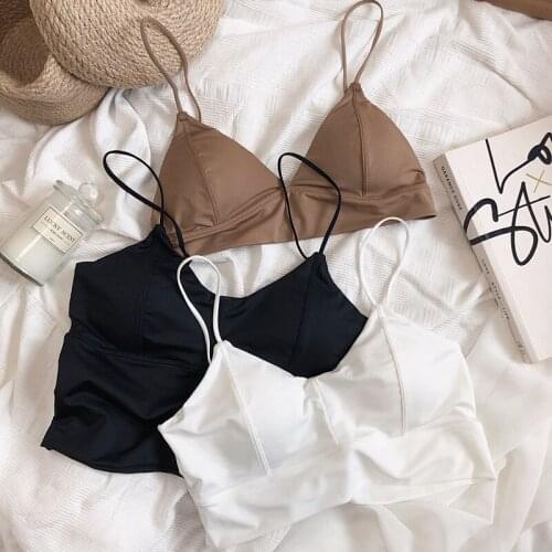 Basic triangle cup without steel ring lingerie comfortable out wear tube top bra camisole women bralette thin seamless bras