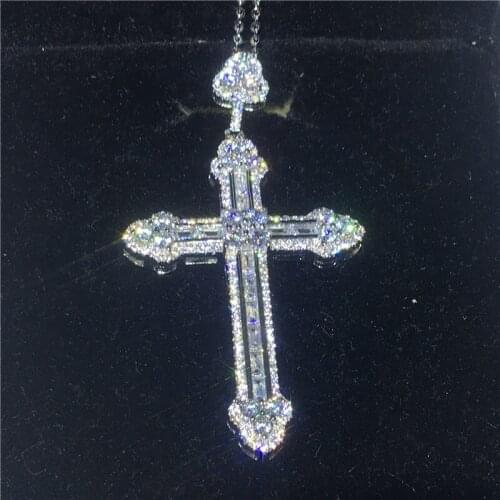 Europe America Big Long Cross pendant necklace 925 Sterling silver AAAA Cz Party Cross Pendant for women men Anniversary Jewelry