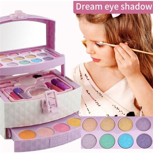 Kids Makeup Kit Girls Play Cosmetic Set Washable Makeup Toy Set Princess Make Up Box Simulation Cosmetics Pink Makeup Set
