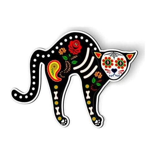 Express Sugar Skull Cat Dia De Los Muertos - 5.5" Magnet for Car Locker Refrigerator