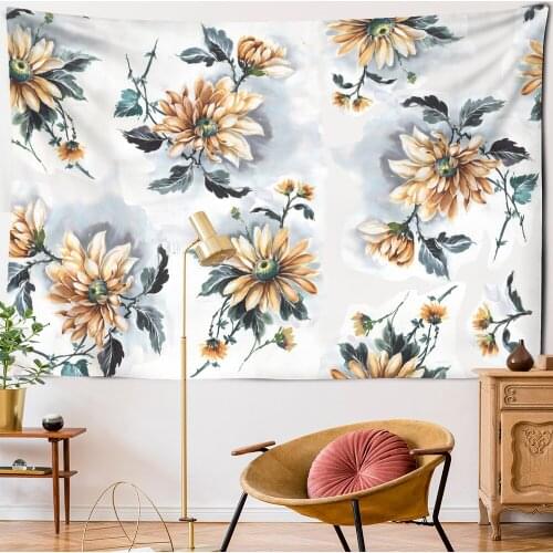 Plant Flower Tapestry Wall Hanging Art Simple Mandala Bohemian Hippie Witchcraft Travel Mattress Dormitory Home Decor